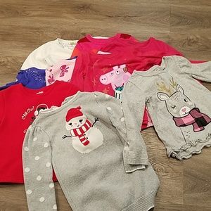 Collection of girls 4T winter christmas tops